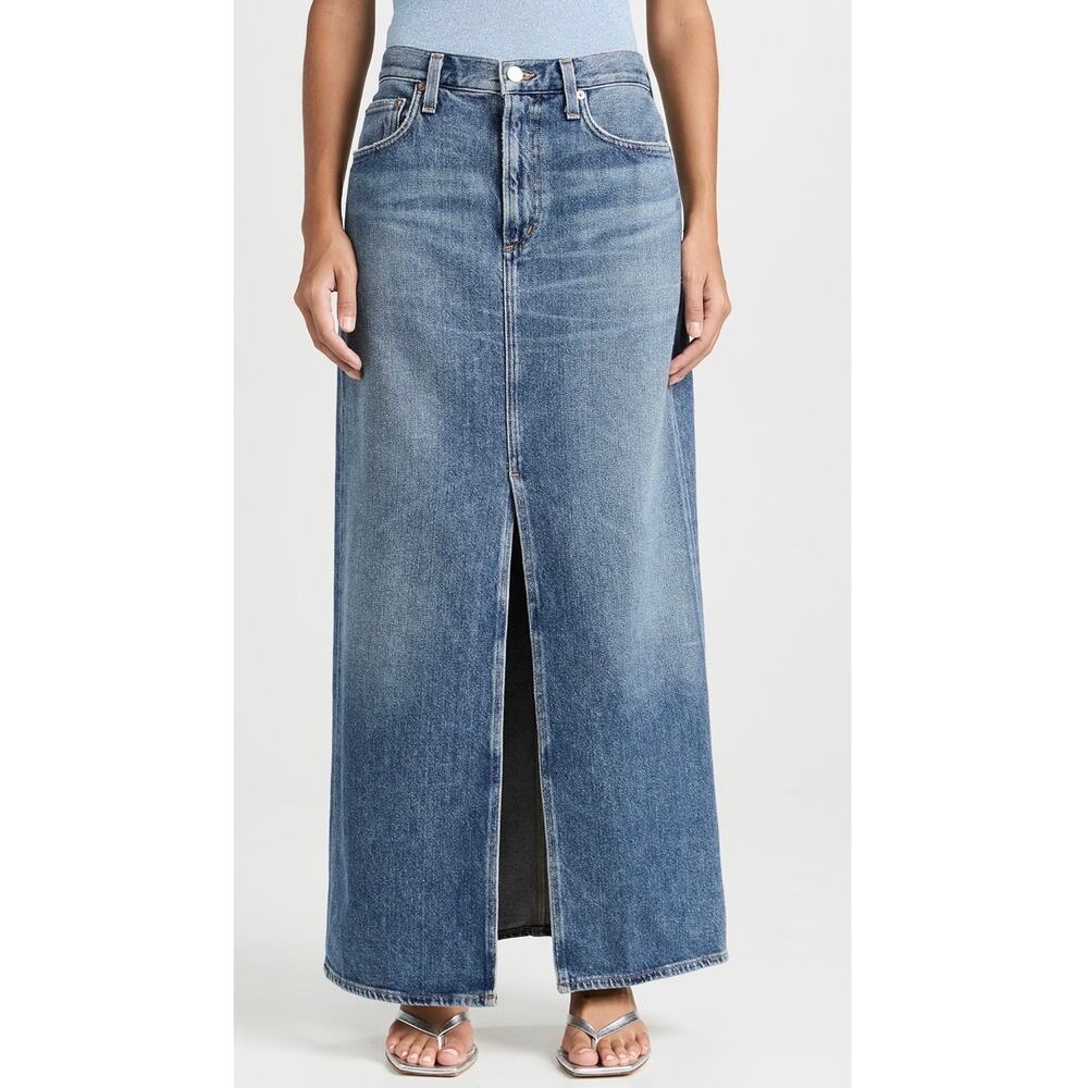 AGOLDE Leif Denim Maxi Skirt Size 25 NWOT - Picture 10 of 13